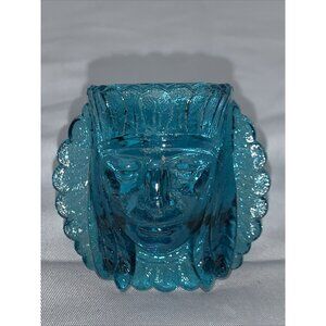 Vtg Boyd Glass Indian Head Toothpick Blue Turquoise